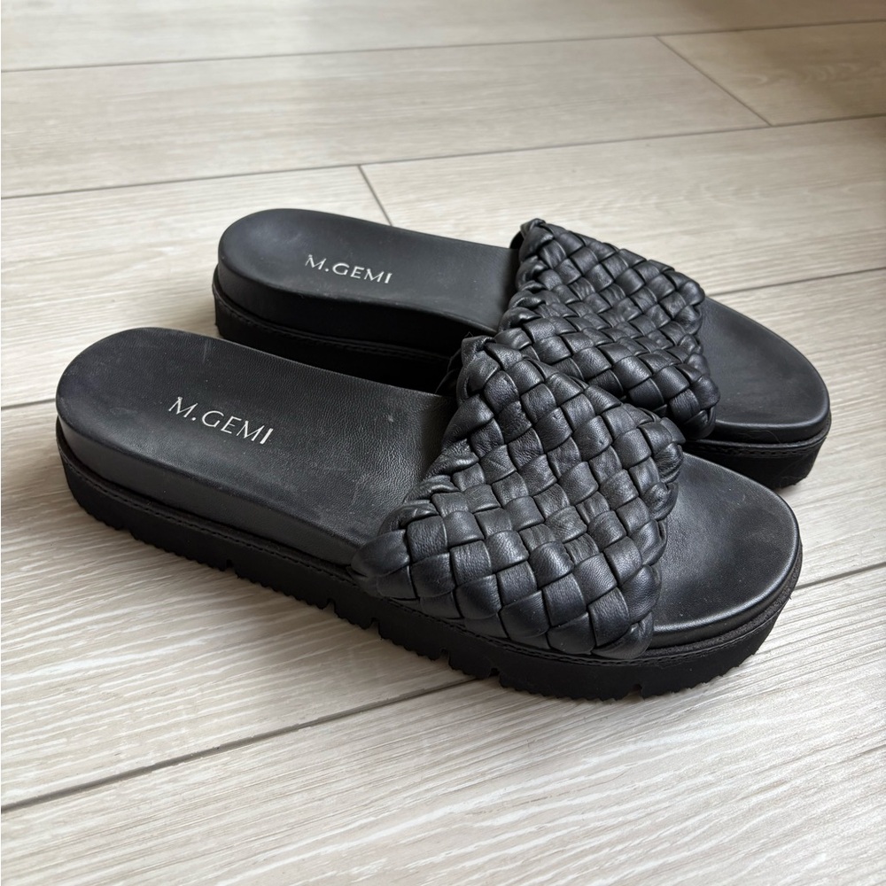 M. Gemi Tessuti Woven Leather Sandals Black 40 1/2 / US 9.5